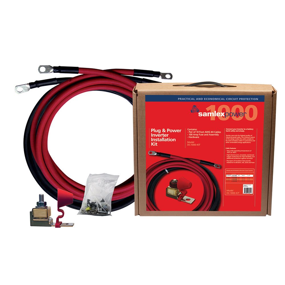Samlex 100A inverter installation kit with cables and accessories for 1000W inverter