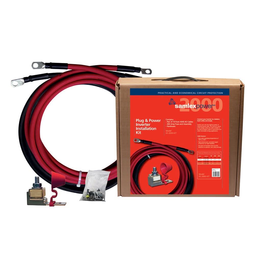 Samlex 200A inverter installation kit with cables and accessories for 2000W inverter
