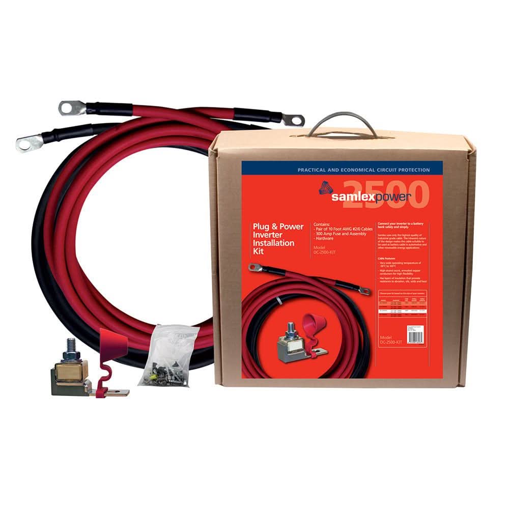 Samlex 300A inverter installation kit with heavy duty cables and fuse assembly for 2500W inverter connection