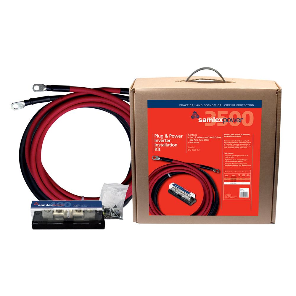 Samlex 400A inverter installation kit with heavy-duty cables and fuse assembly for 3500W inverter connection
