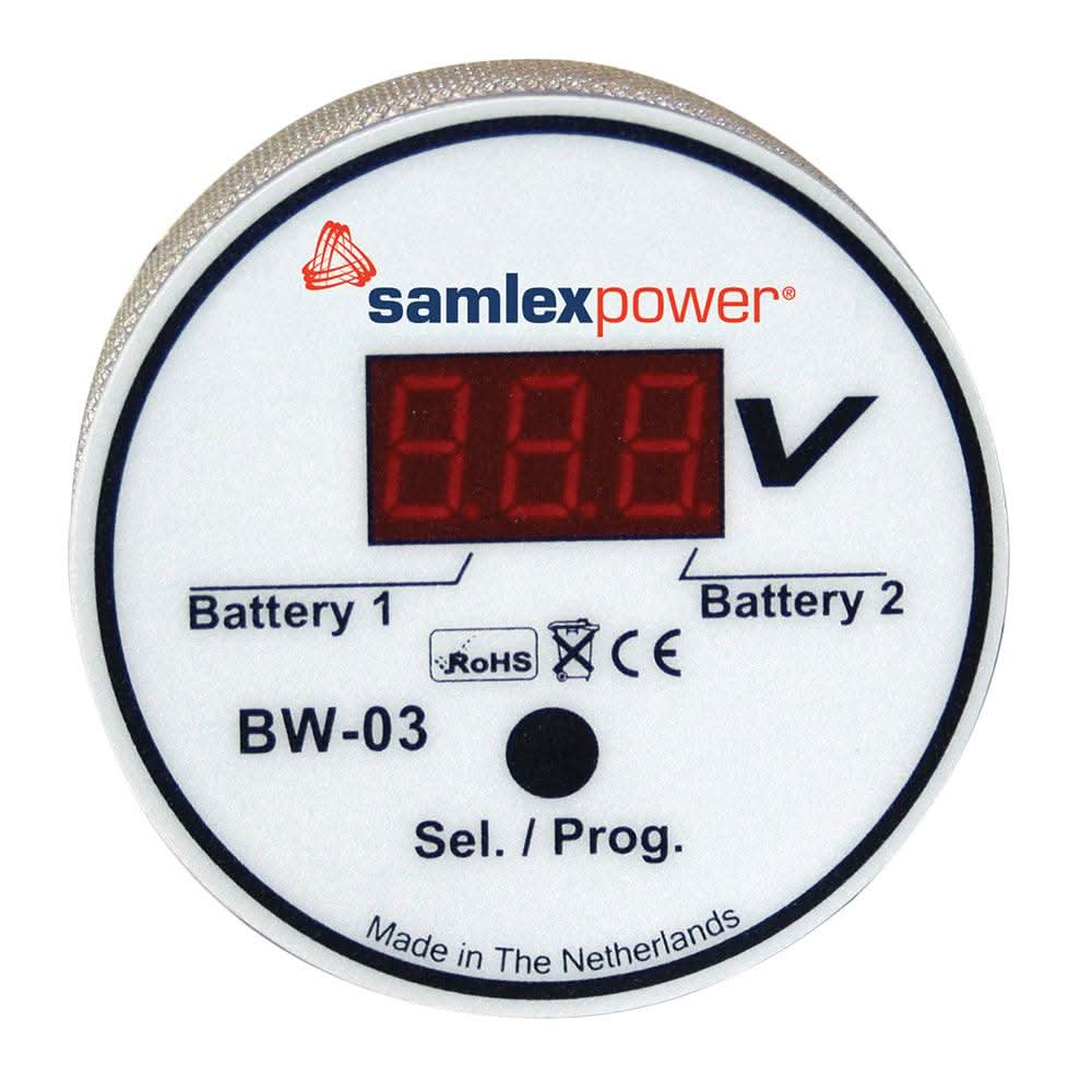 Samlex Dual Battery Monitor BW-03 for 12V or 24V with auto detection display