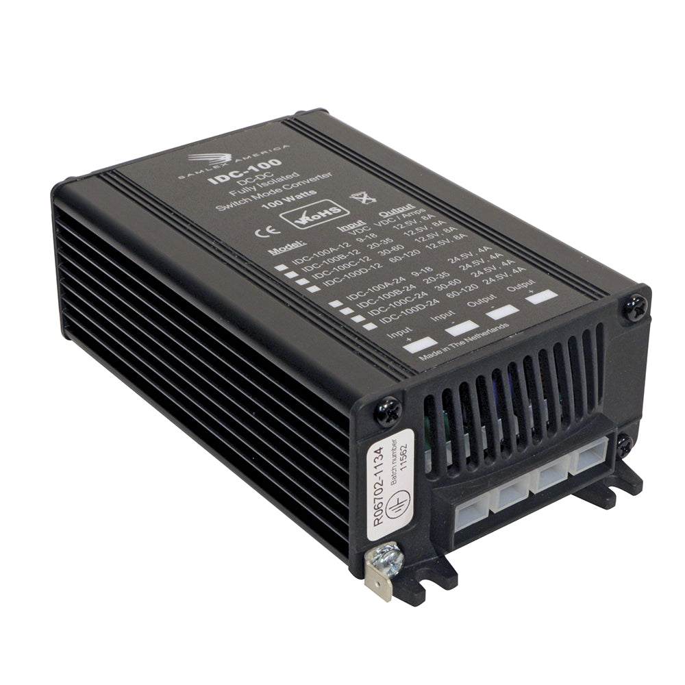 Samlex 100W fully isolated DC-DC converter with 9-18V input and 24V output, model IDC-100A-24