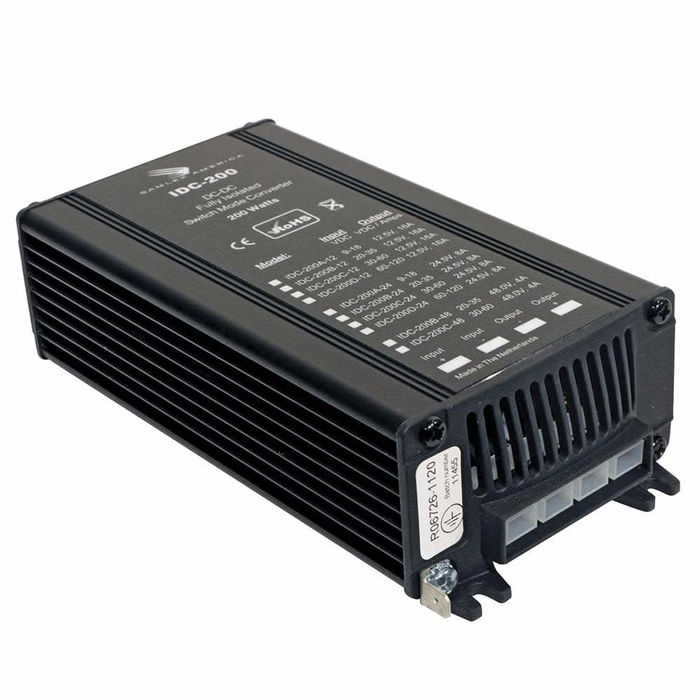 Samlex 200W fully isolated DC-DC converter 8A 30-60V input 24V output IDC-200C-24 black rectangular power adapter