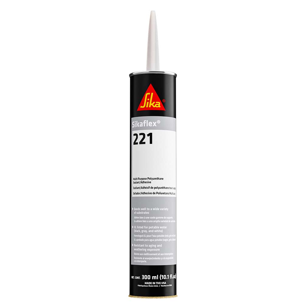 Sika Sikaflex 221 Multi-Purpose Polyurethane Sealant/Adhesive - 10.3oz(300ml) Cartridge - Black - 90893