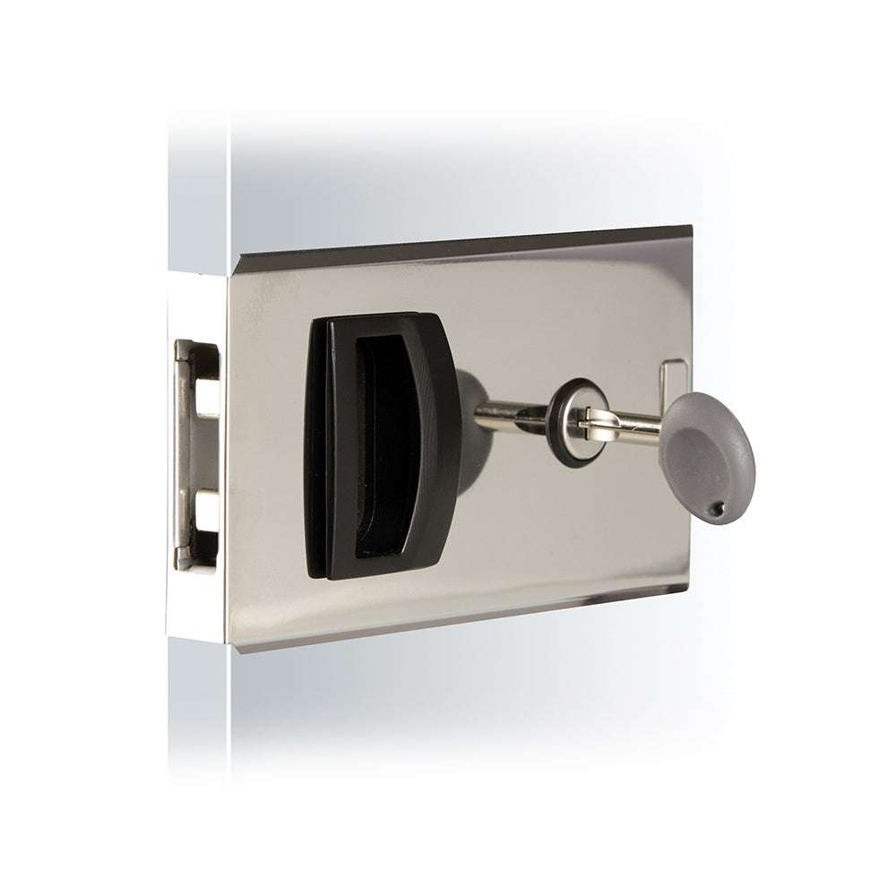 Southco flush sliding door latch square aluminum with keyed lock and striker for 4-6 inch door travel