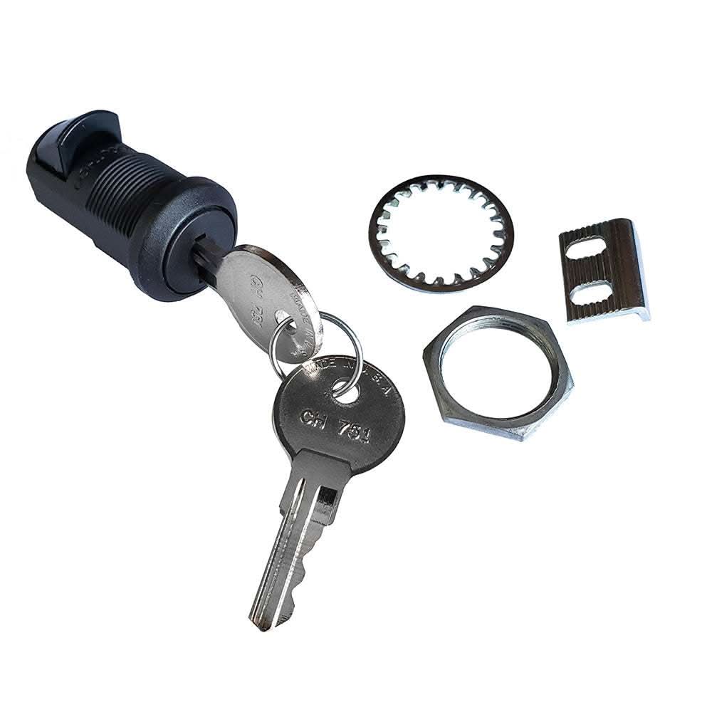 Southco Small Push-to-Close Locking Latch with key and mounting hardware components
