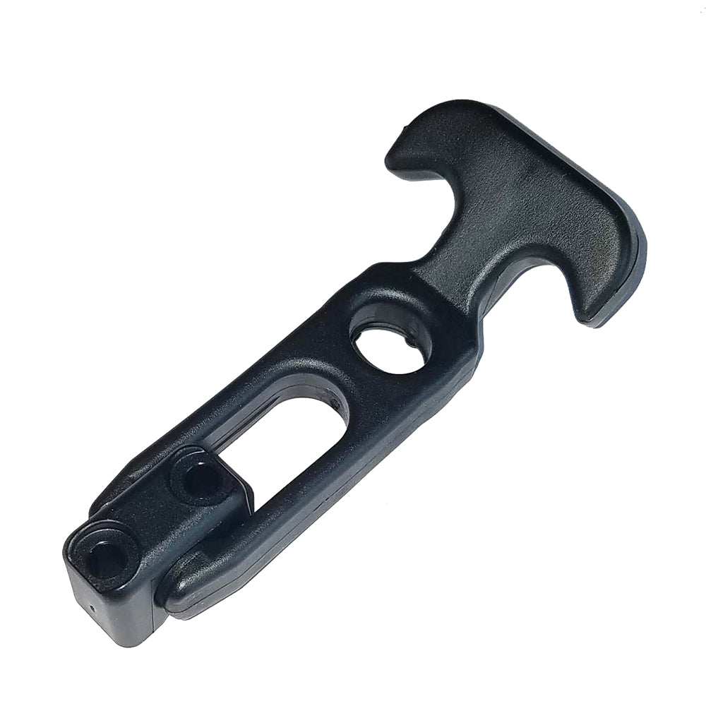 Southco small flexible black T-handle draw latch made of nylon and rubber with front mount design