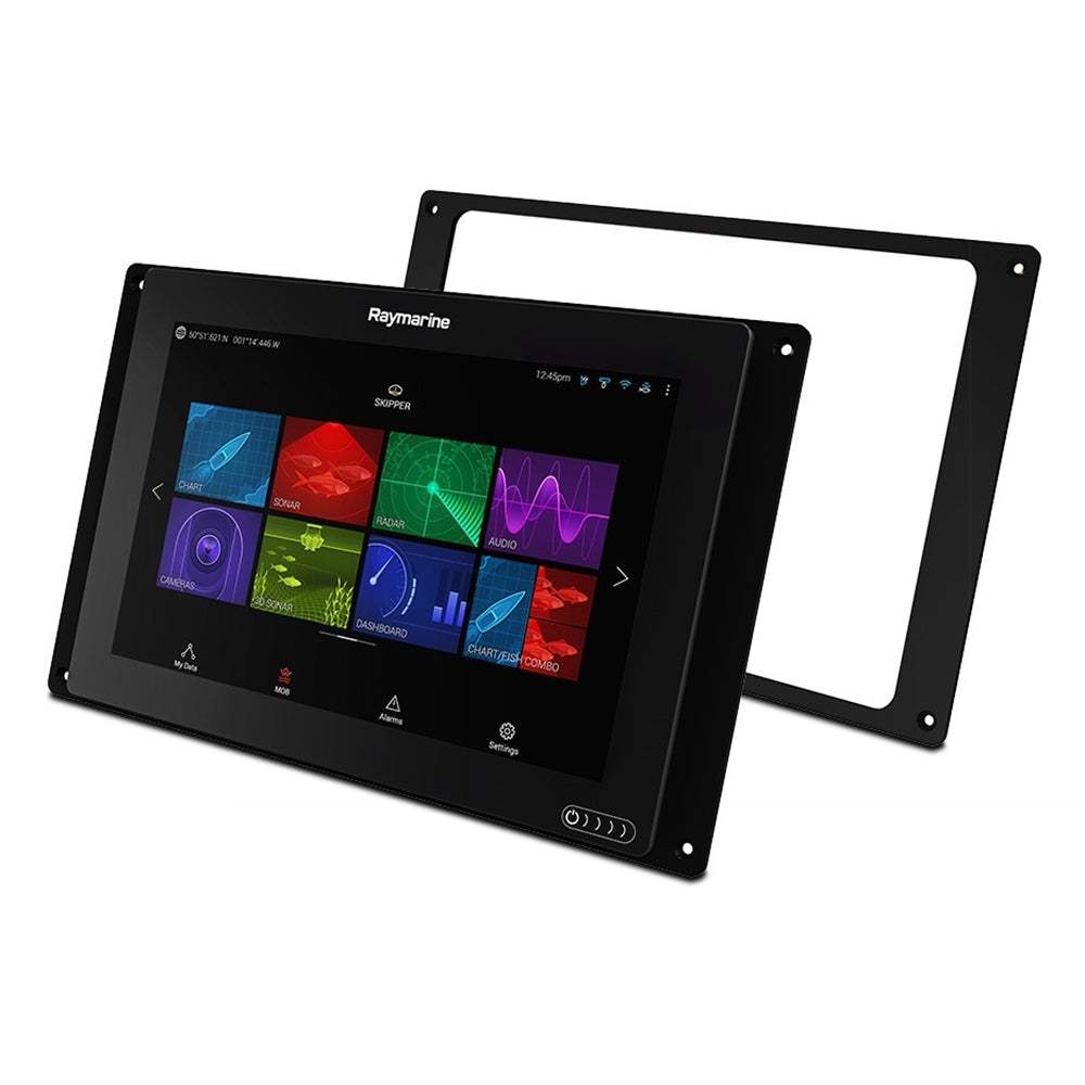 Raymarine C12xe12x to Axiom 12-inch multifunction display adapter plate with existing fixing holes, black powder coated.