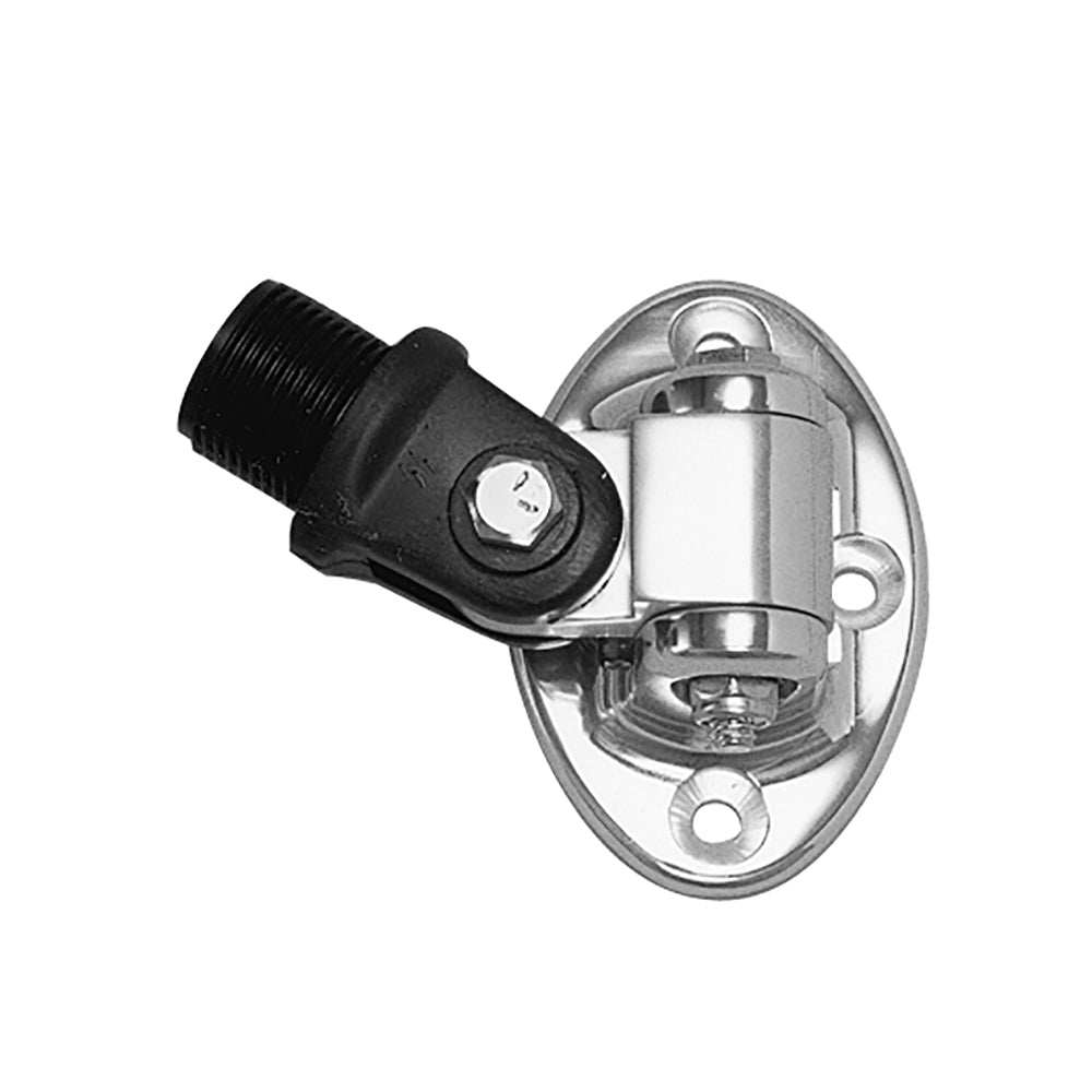 Rupp four-way oval antenna base assembly with black anodized clevis and forged aluminum fittings