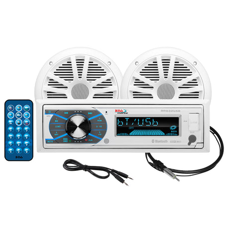 Boss Audio MCK632WB.6 Package w/MR632UAB AM/FM CD Receiver; Pair of 6.5" MR6W Speakers & MRANT10 Antenna - MCK632WB.6