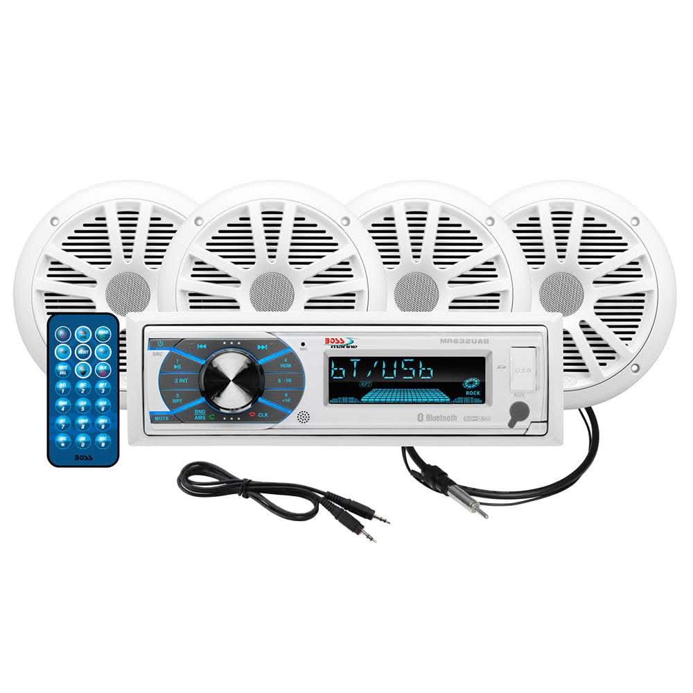 Boss Audio MCK632WB.64 marine Bluetooth receiver with four waterproof 6.5 inch speakers and remote control