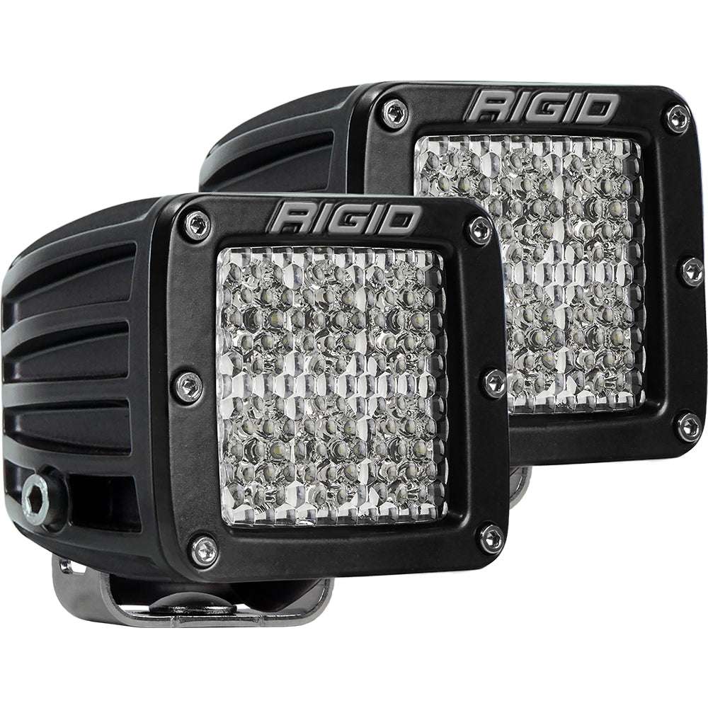 Pair of Rigid Industries D-Series PRO black compact LED lights with Specter-Diffused optics for off-road use