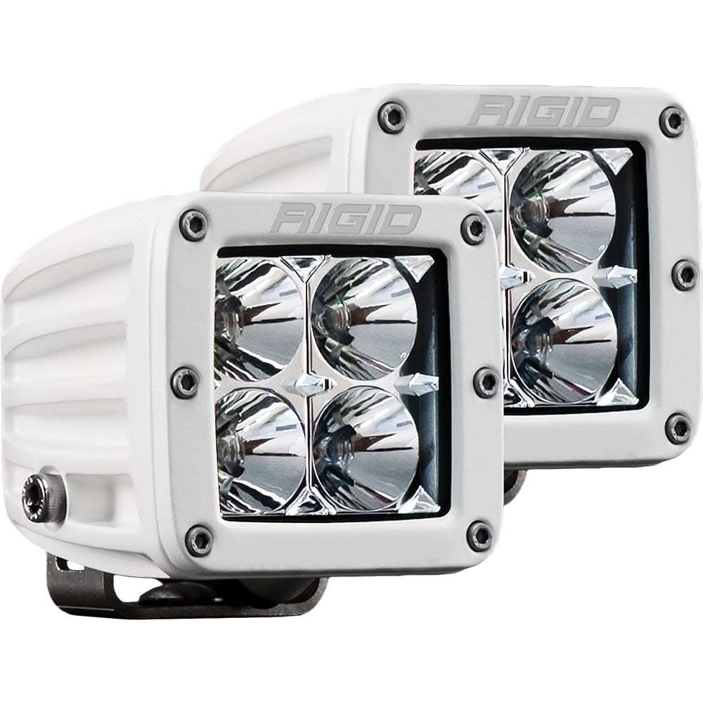 Rigid Industries D-Series PRO hybrid-flood LED lights pair in white with surface mount and advanced optics