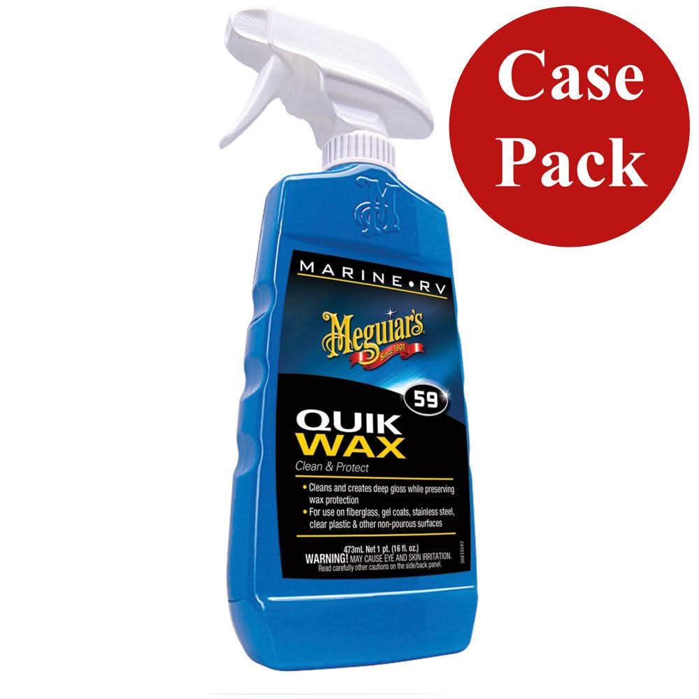 Meguiar's Quick Wax spray bottle case pack for boats and RVs, 16oz each, protects and adds gloss to fiberglass, painted surfaces, stainless steel, and clear plastics