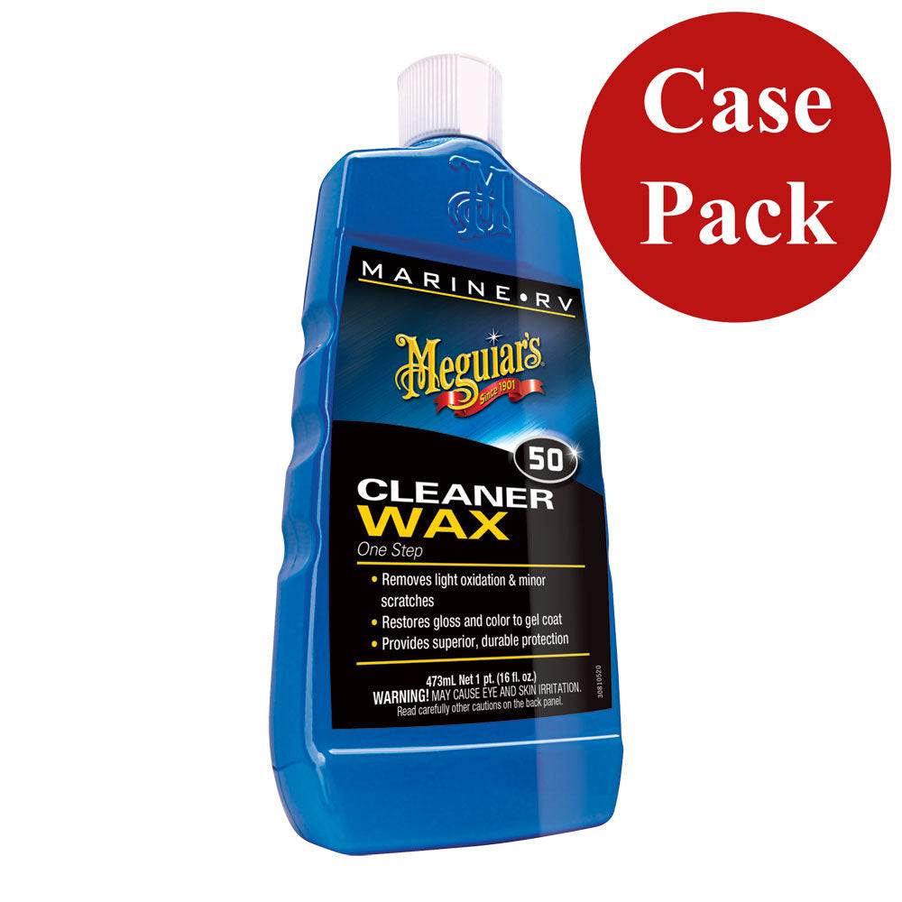 Meguiar's BoatRV Cleaner Wax 16oz bottle case pack for fiberglass gel coat surfaces
