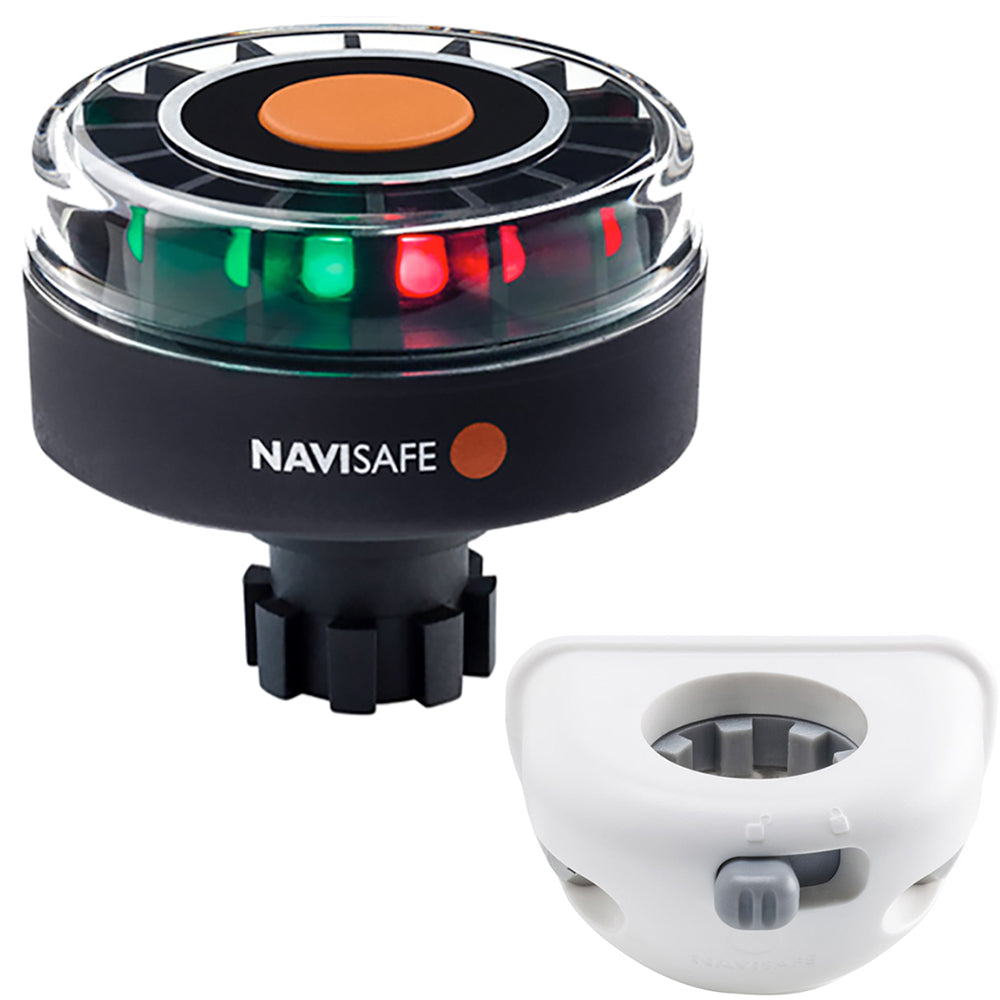 Navisafe Navilight tricolor 2NM marine navigation light with Navibolt base and vertical mount in white