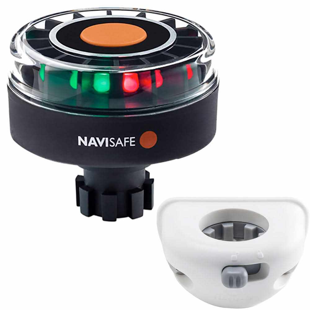 Navisafe Navilight tricolor 2NM marine navigation light with Navibolt base and vertical mount in white