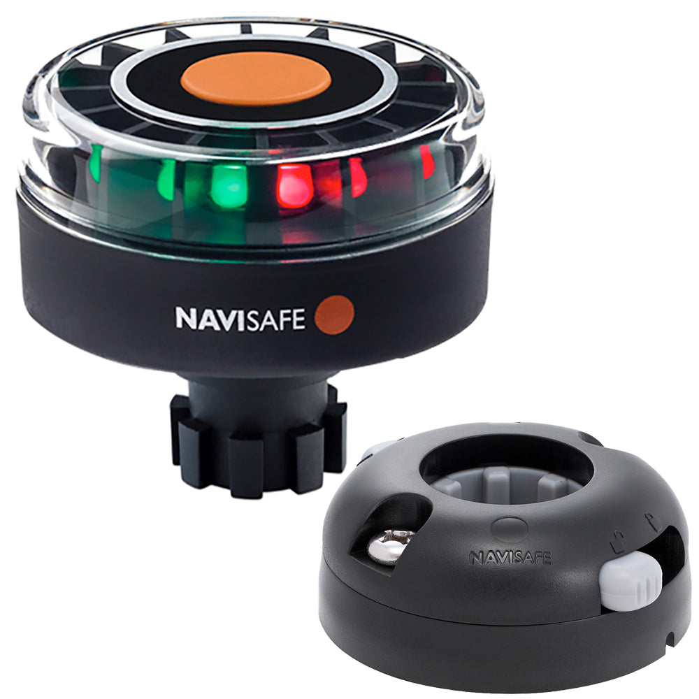 Navisafe Navilight Tricolor marine navigation light with Navibolt base and black horizontal mount