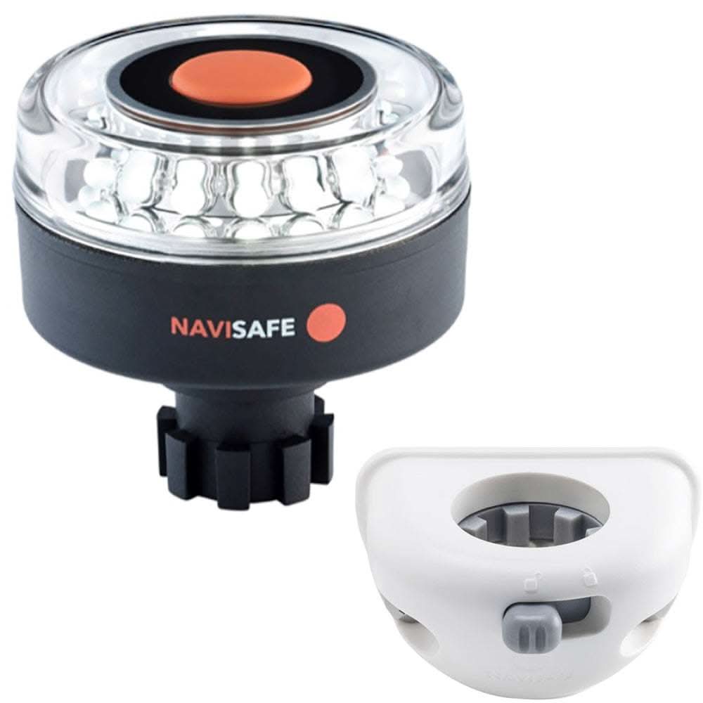 Navisafe Navilight 360° white marine navigation light with Navibolt base and vertical mount