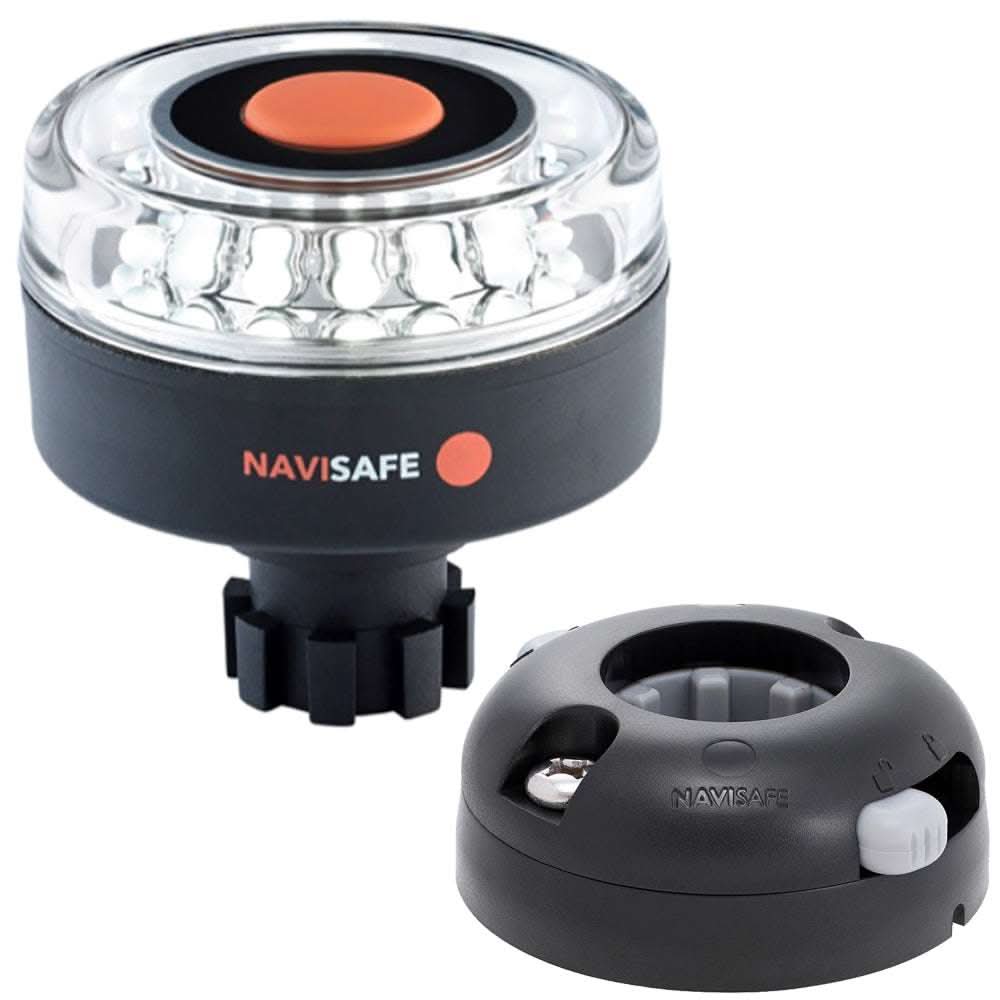Navisafe Navilight 360° portable all-round white navigation light with Navibolt base and horizontal mount in black