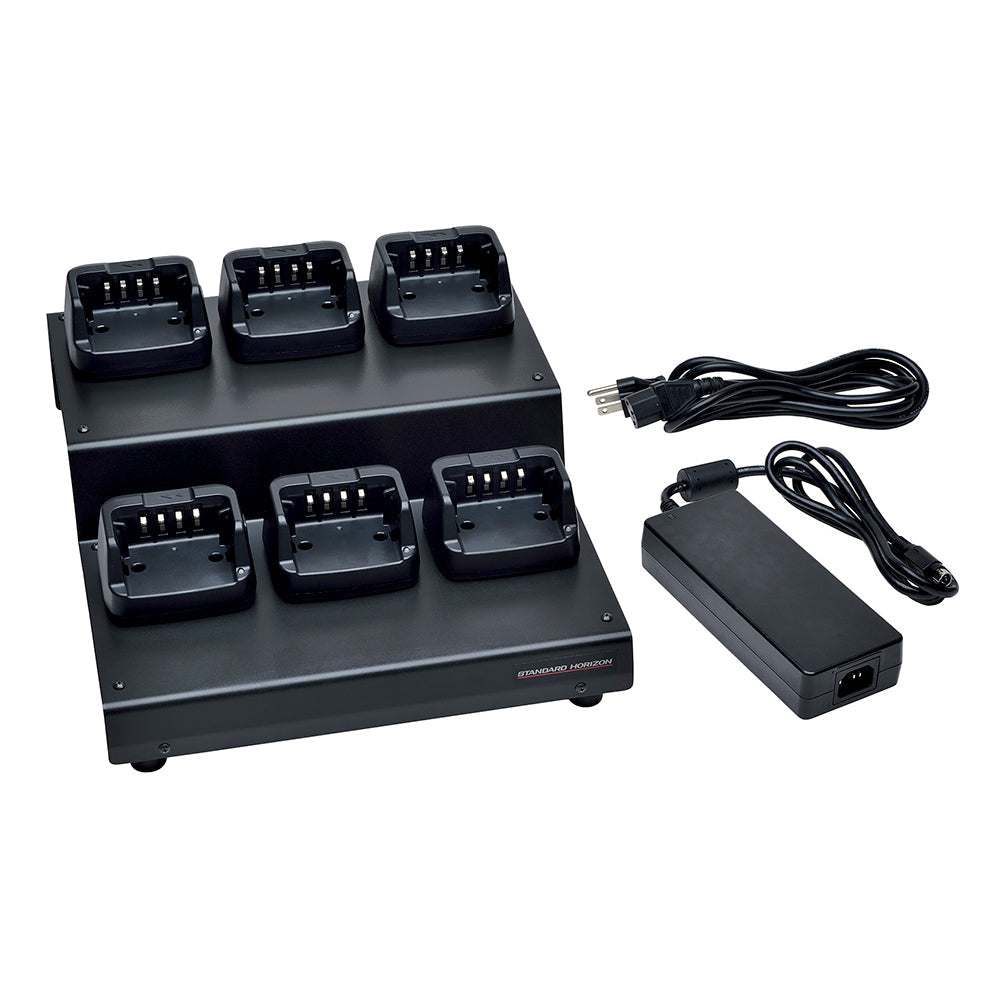 Standard Horizon 6-Unit Multi Charger for Lithium-Ion batteries with power adapter and six charging slots