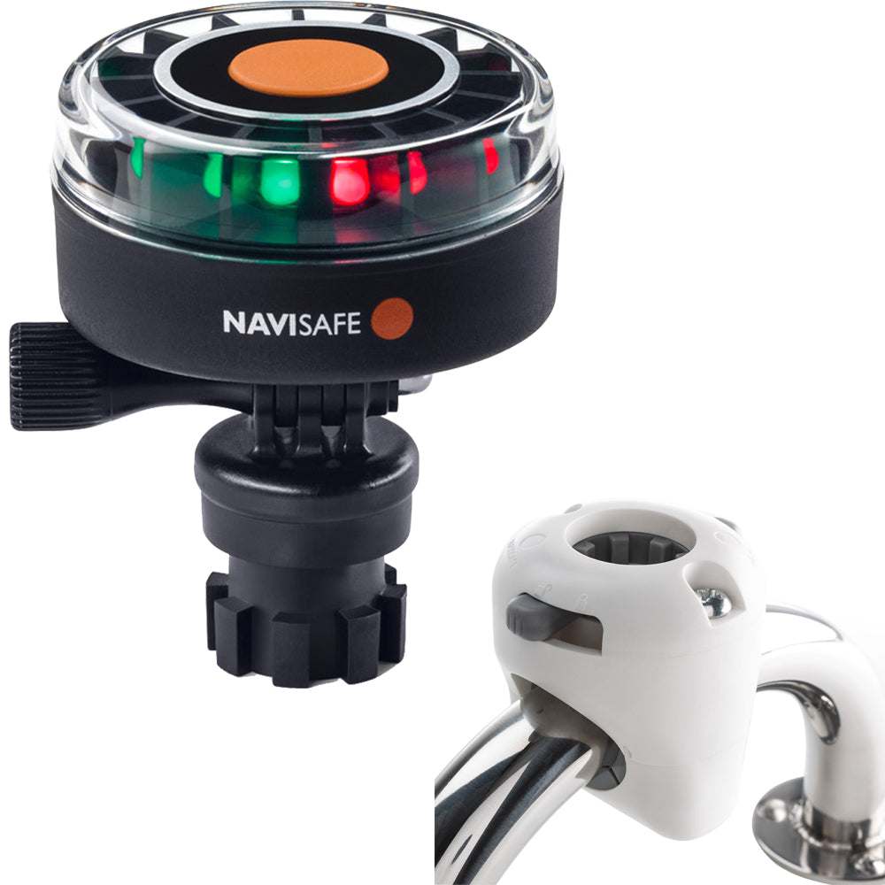 Navisafe Navilight 2NM tricolor marine navigation light with Navimount base and rail mount in white