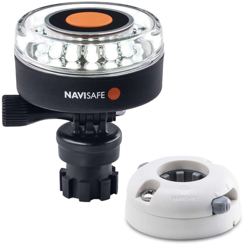 Navisafe Navilight 360° white marine navigation light with Navimount base and horizontal mount
