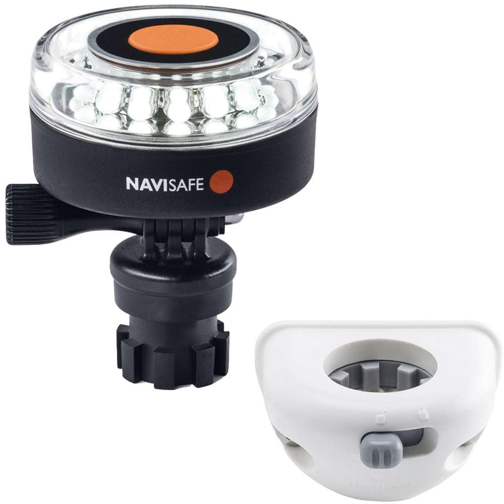 Navisafe Navilight 360° white marine safety light with Navimount base and vertical mount