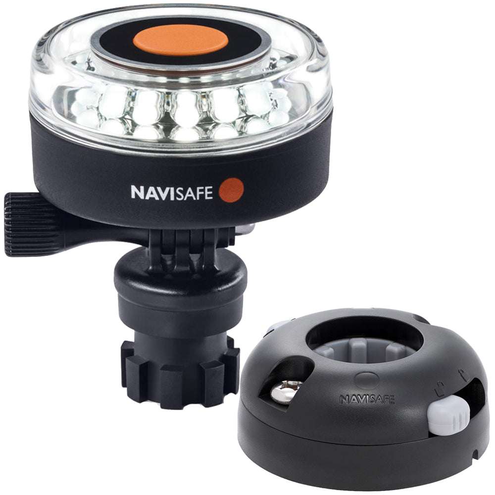 Navisafe Navilight 360° 2NM White navigation light with Navimount base and horizontal mount in black