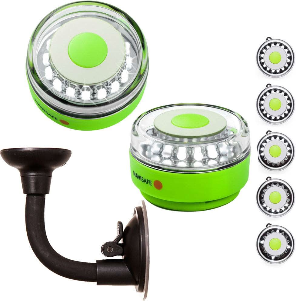 Navisafe Portable Navilight 360° green rescue light with bendable suction cup mount and multiple LED modes for marine navigation