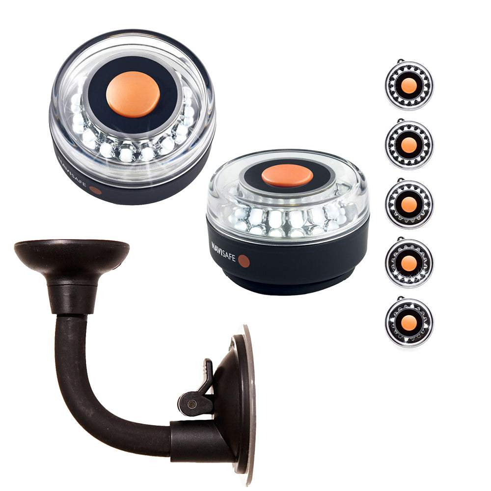 Portable Navilight 360° white navigation lights with bendable suction cup mount and multiple light modes