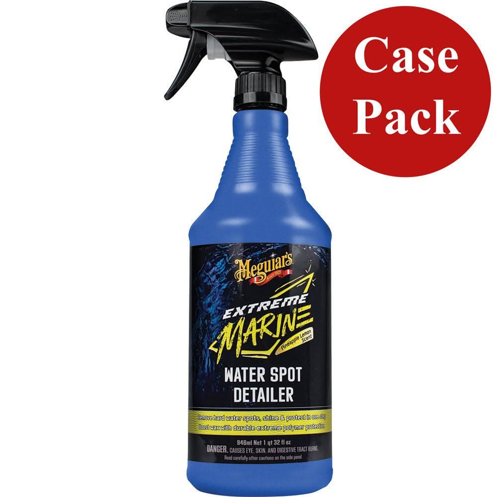 Meguiar's Extreme Marine Water Spot Detailer spray bottle with case pack label