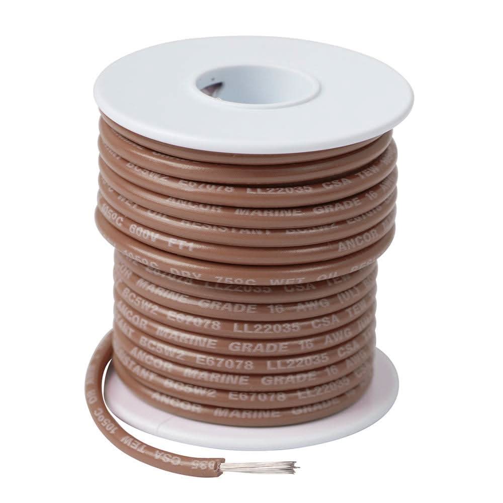 Ancor Tan 14 AWG 500-foot marine grade tinned copper wire spool with tan insulation