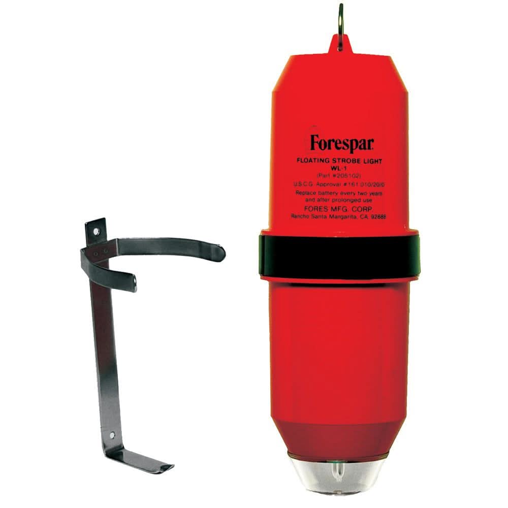 Forespar WL-1 Floating Strobe LED Water Light with bracket USCG approved emergency beacon