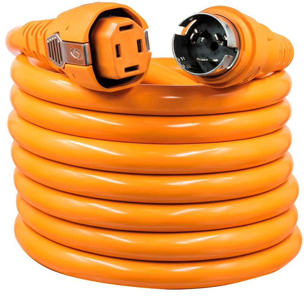 SmartPlug 50 Amp 25-foot dual configuration orange marine power cordset with weatherproof connectors and LED indicator
