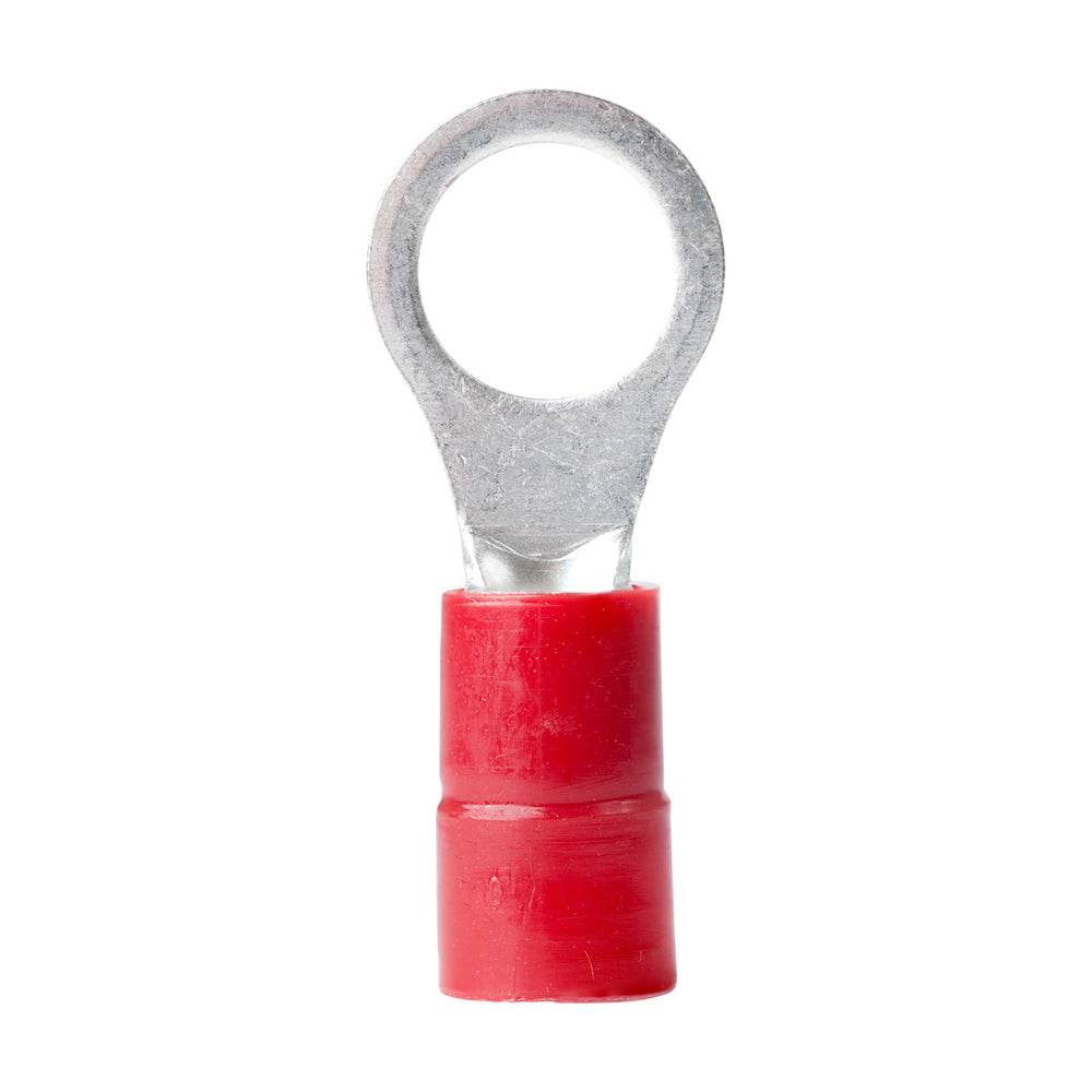 Ancor 8 AWG 3/8 inch nylon insulated ring terminal with red sleeve, marine grade, 100-pack