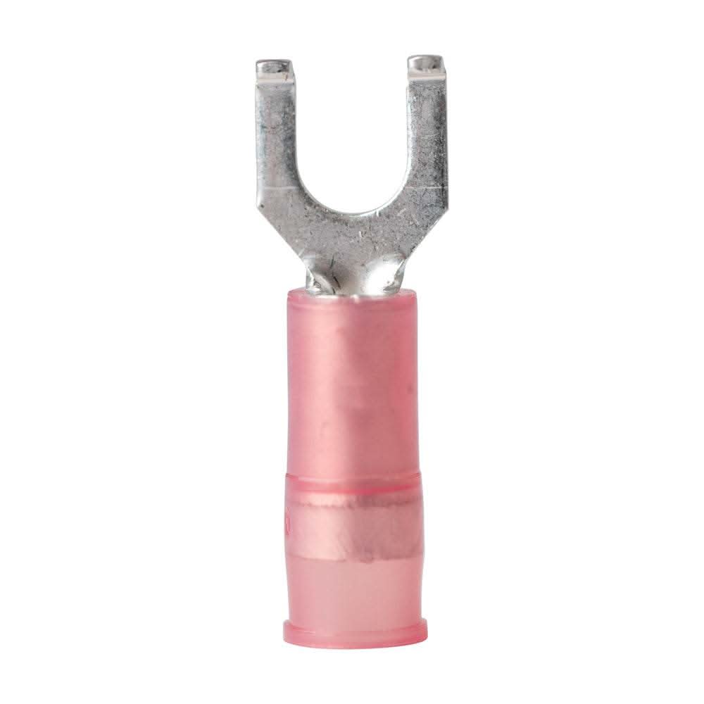 Ancor 22-18 AWG nylon flanged spade terminal with pink insulation and metal fork connector
