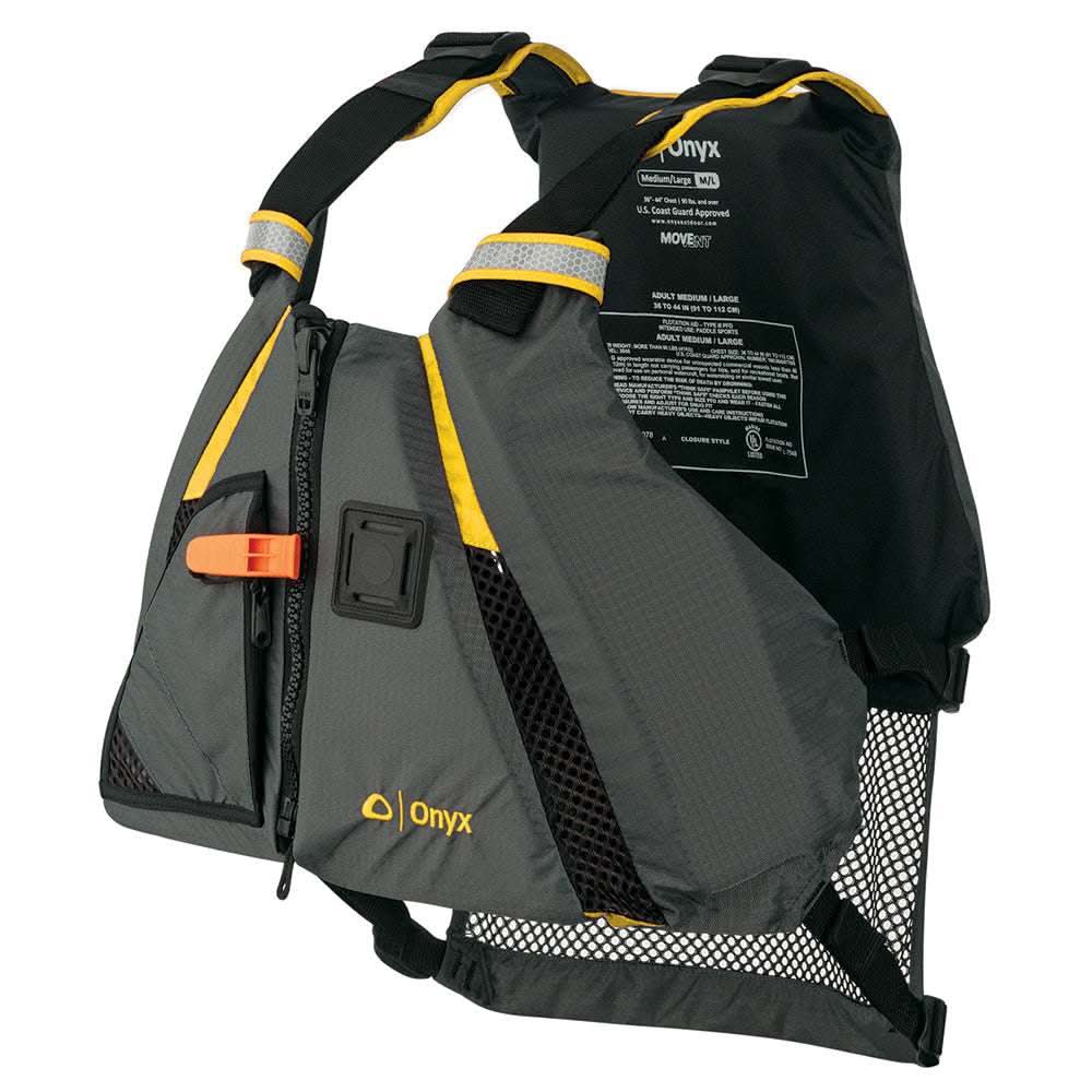 Onyx Movement Dynamic Paddle Sports Vest yellow grey XL XXL with mesh ventilation and reflective material