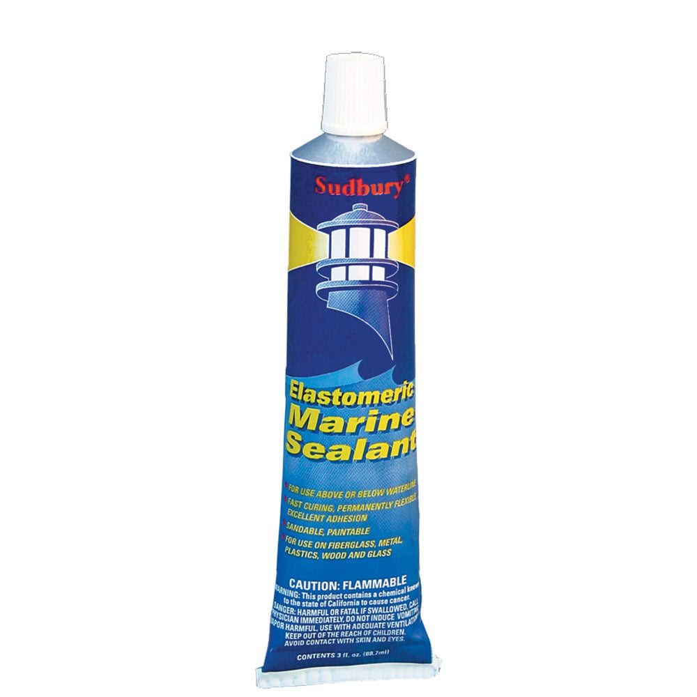 Sudbury Elastometric marine sealant 3 oz tube white fast curing flexible waterproof adhesive