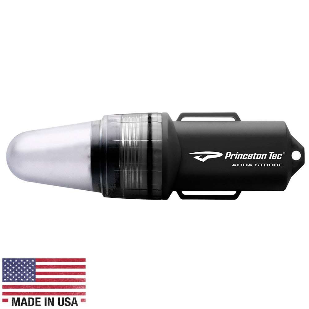 Princeton Tec Aqua Strobe LED black waterproof safety light with AA battery and strobe function