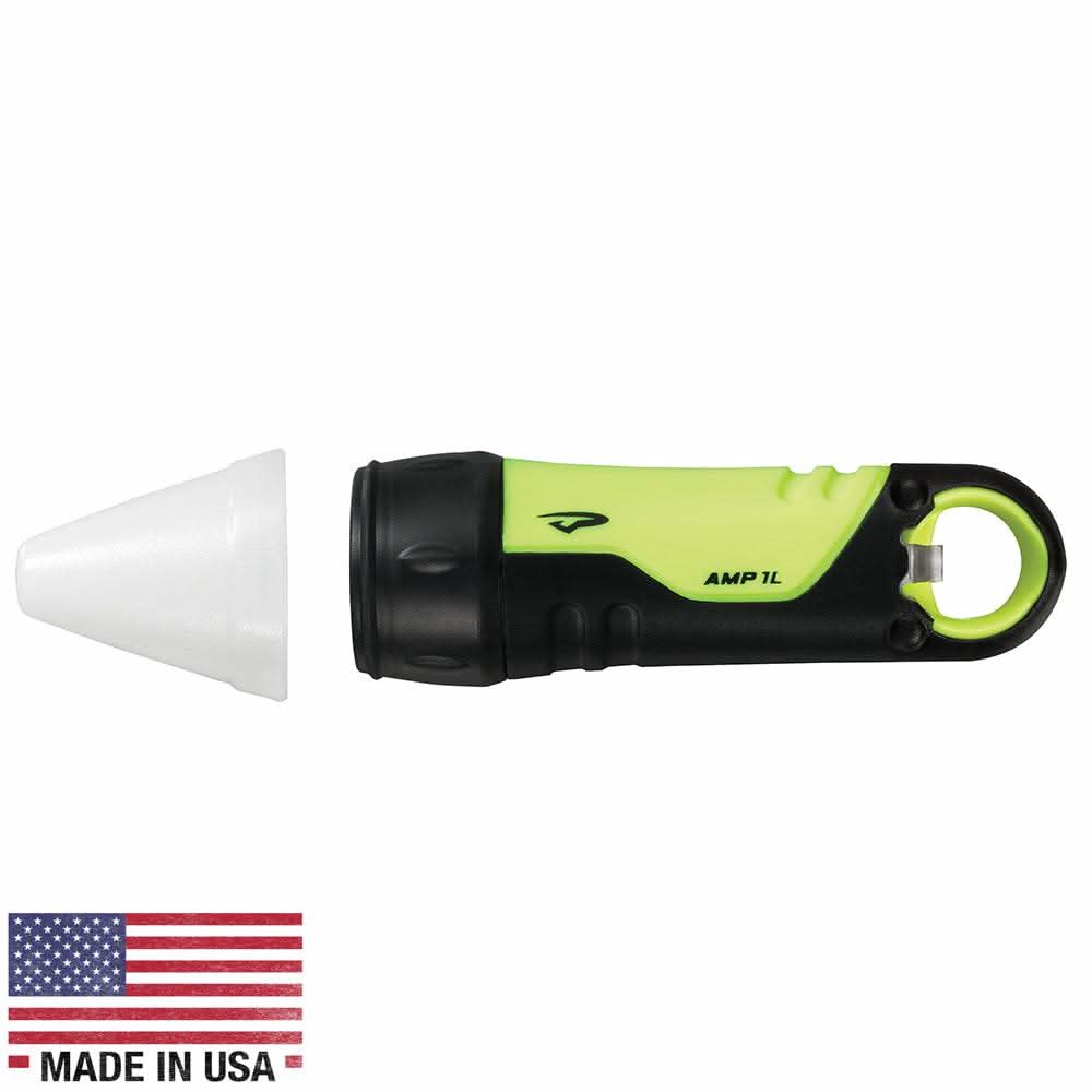 Princeton Tec Amp 1L neon yellow flashlight with cone and bottle opener waterproof 90 lumens