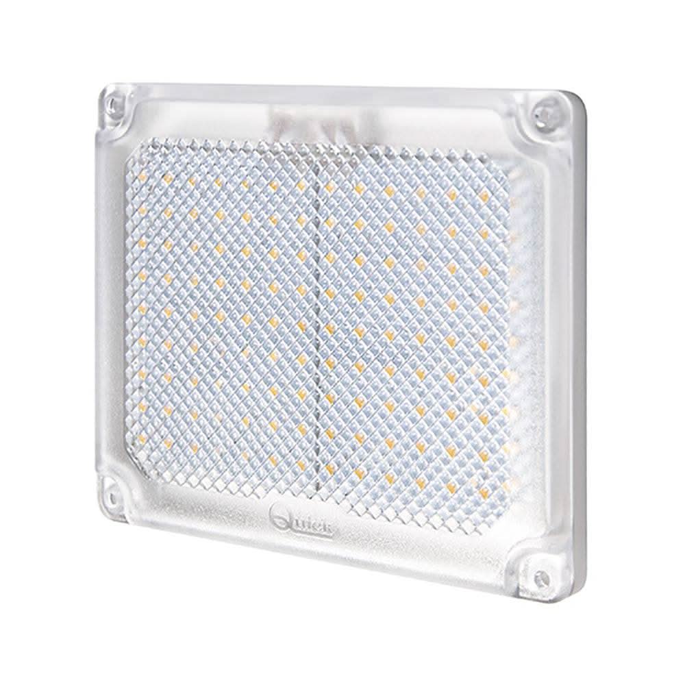 Quick Action Bicolor LED Light rectangular ceiling lamp with white plastic frame in daylight and red colors