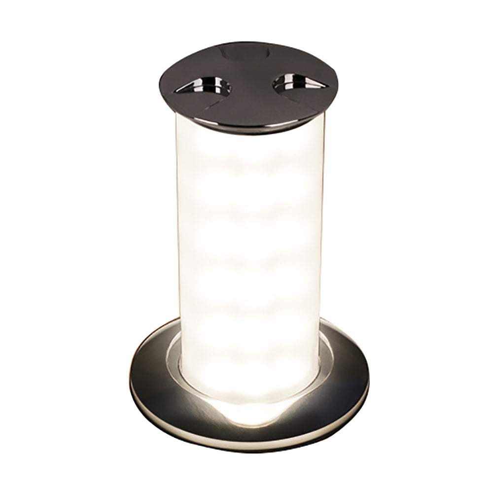 Quick Secret 3W Retractable Lamp with automatic switch and mirrored chrome finish emitting warm white LED light