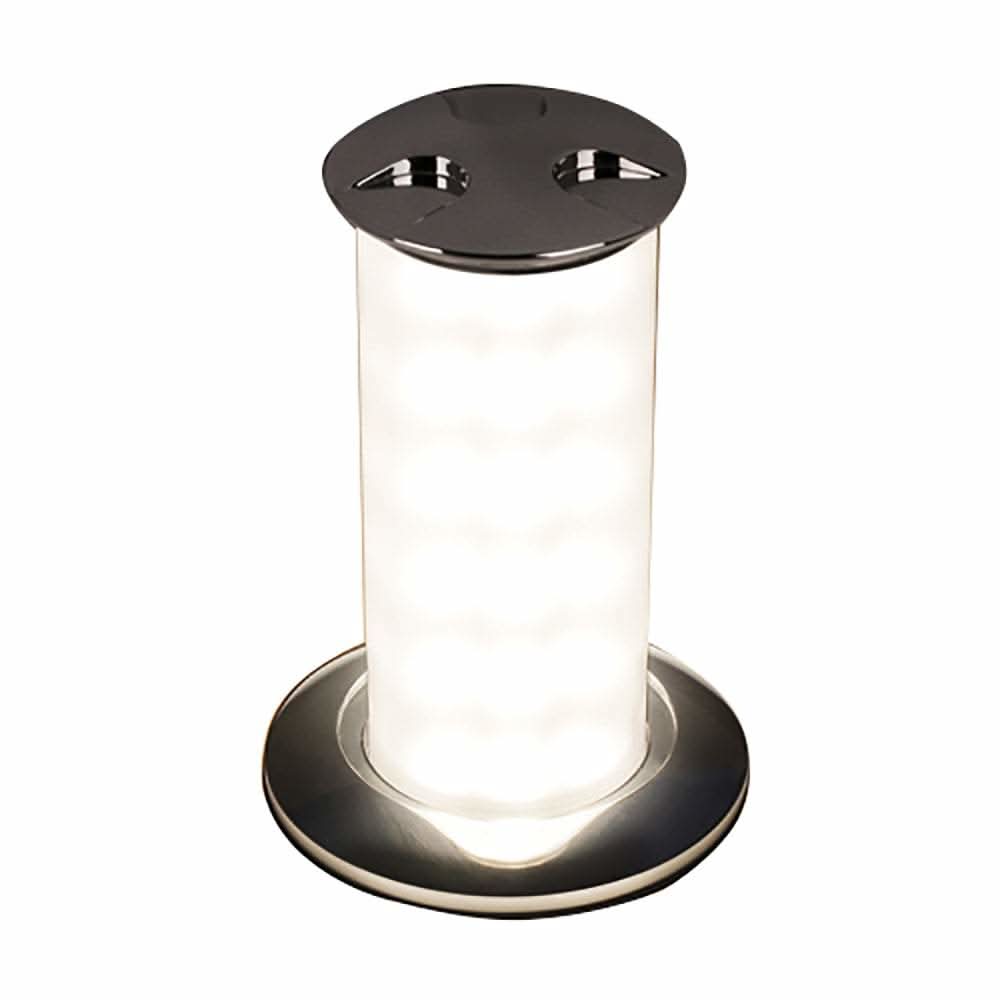 Quick Secret 3W Retractable Lamp with automatic switch and mirrored chrome finish emitting warm white LED light