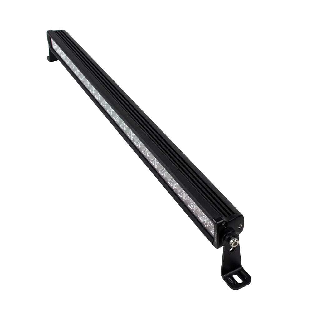 32-inch single row slimline LED light bar with black powder coated aluminum housing and adjustable mounting bracket