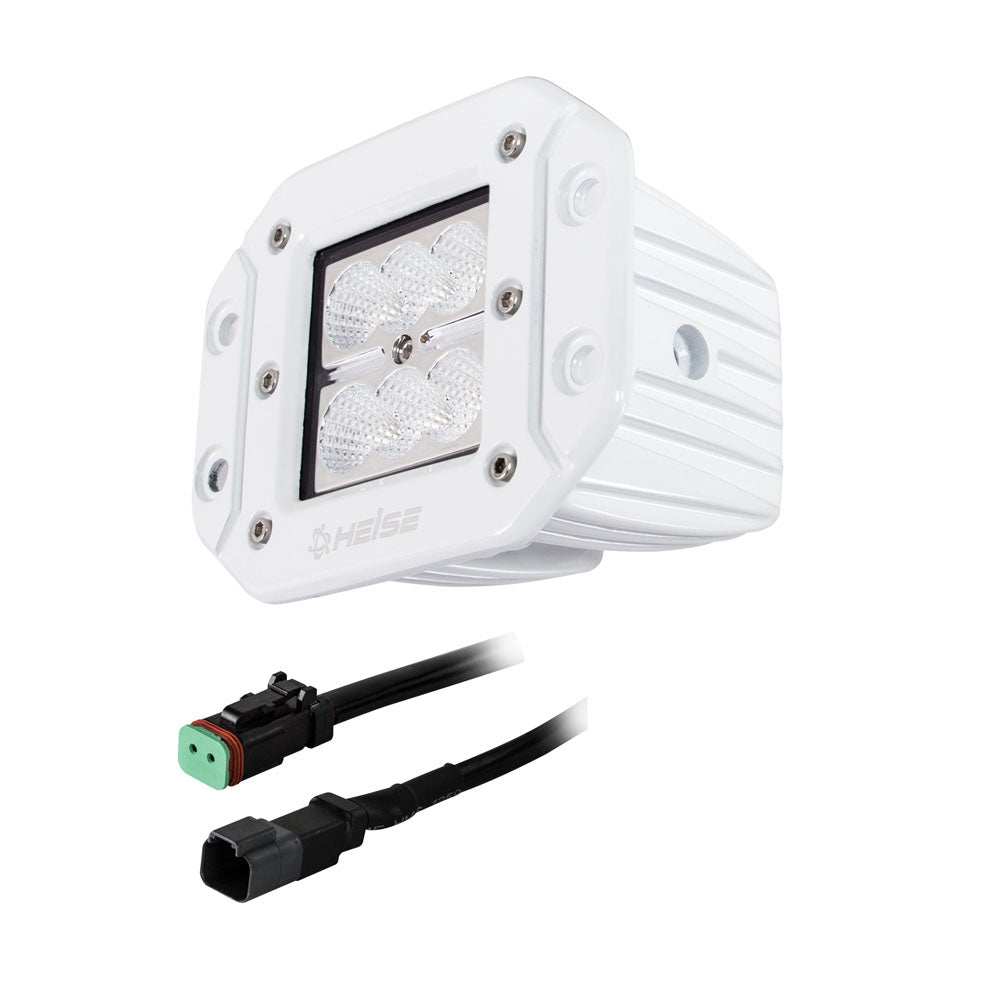 HEISE 6 LED marine cube light flush mount 3-inch white aluminum housing with cables