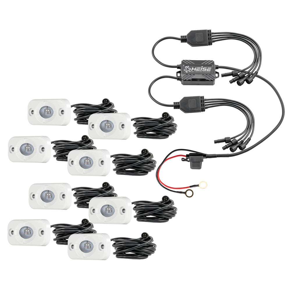 HEISE 8 pack RGB accent light kit with control box and cables for custom vehicle lighting