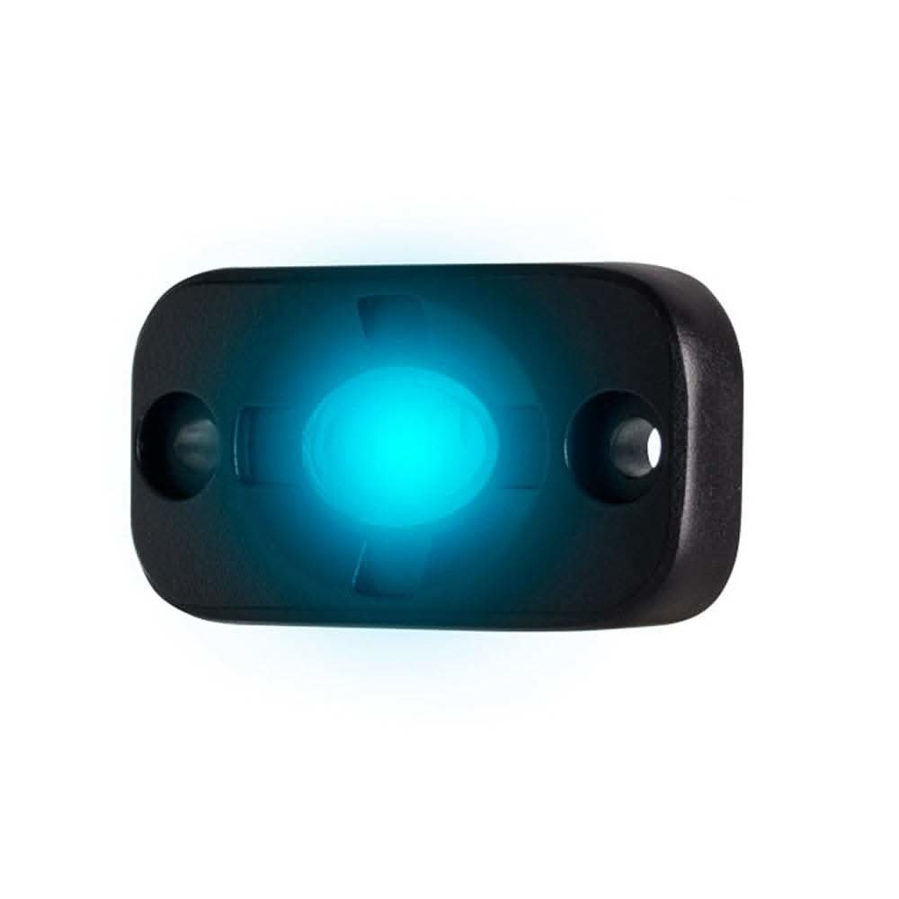 Black and blue HEISE Auxiliary Accent Lighting Pod 1.5 by 3 inch with blue CREE LEDs and die-cast aluminum housing
