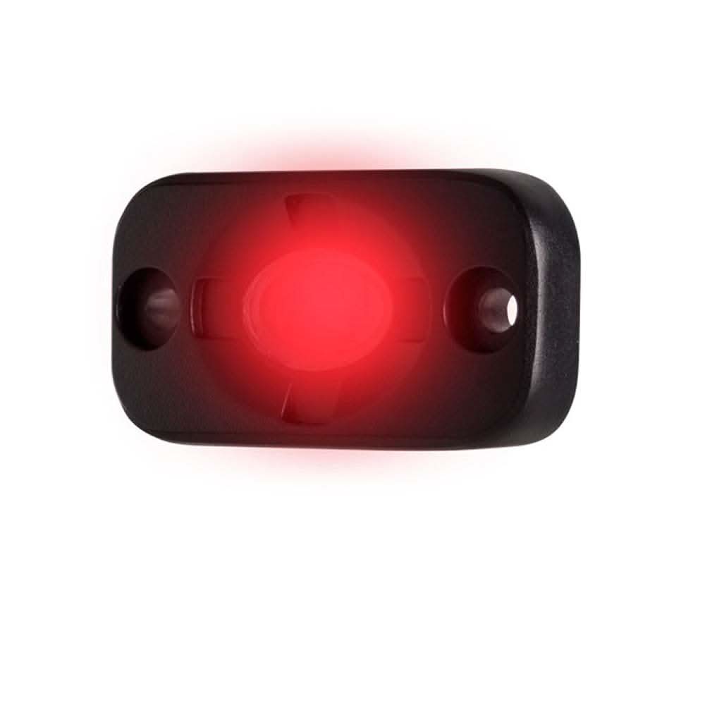 HEISE black and red auxiliary accent lighting pod with 1.5x3 inch die-cast aluminum housing and red CREE LEDs