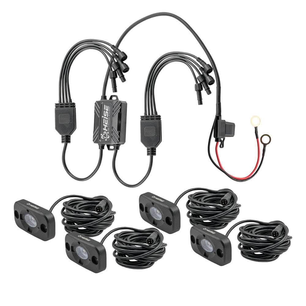 HEISE RGB Accent Lighting Kit 4 pack with control box and wiring for customizable vehicle lighting